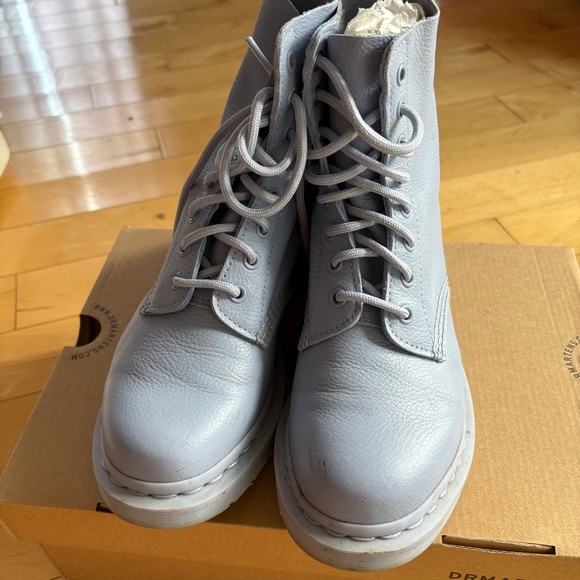 Dr. Martens Light Blue Leather Lace-Up Boots - Picture 9 of 12
